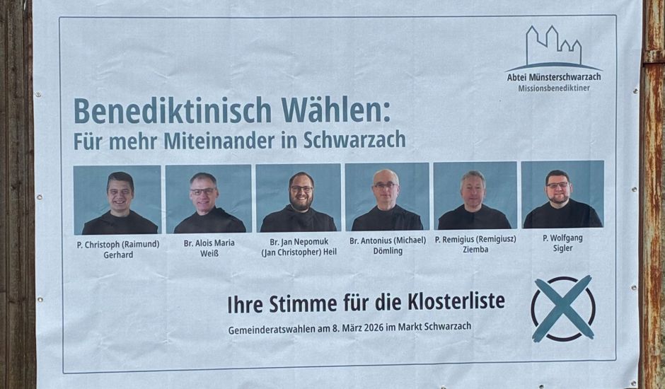 Wahlplakat mit den Kandidaten der Klosterliste