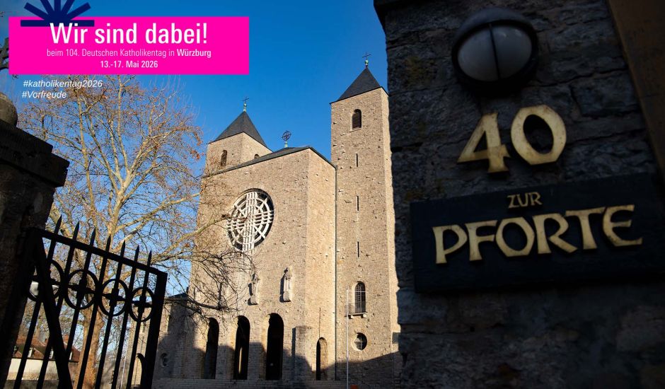 Blick auf die Abteikirche Münsterschwarzach 