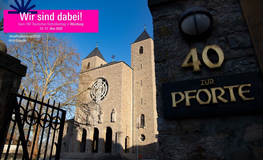 Blick auf die Abteikirche Münsterschwarzach