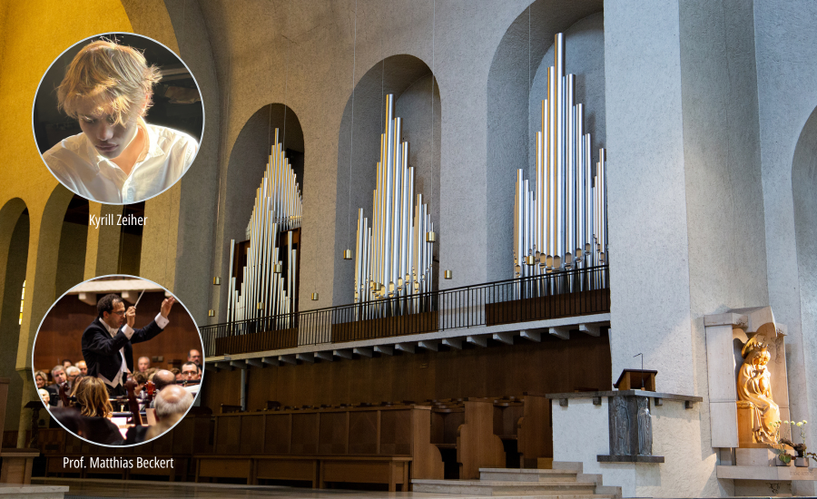 Blick auf die Orgel in der Abteikirche