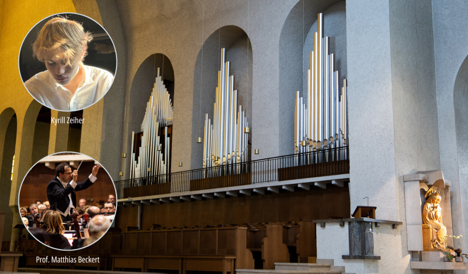 Blick auf die Orgel in der Abteikirche