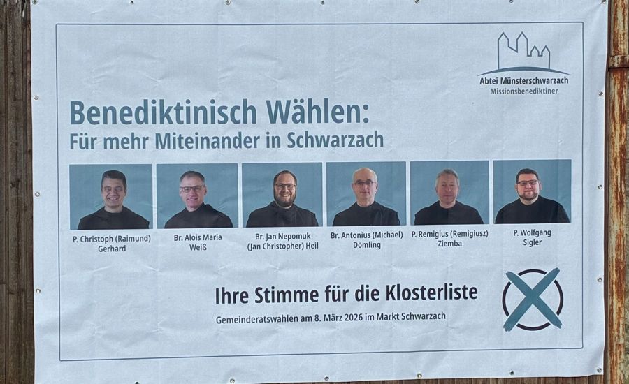 Wahlplakat mit den Kandidaten der Klosterliste