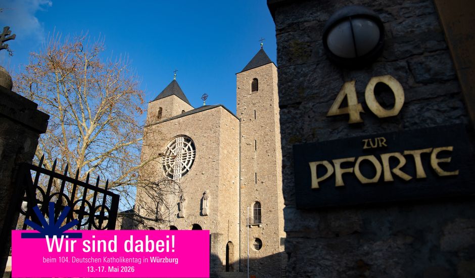 Blick auf die Abteikirche Münsterschwarzach 
